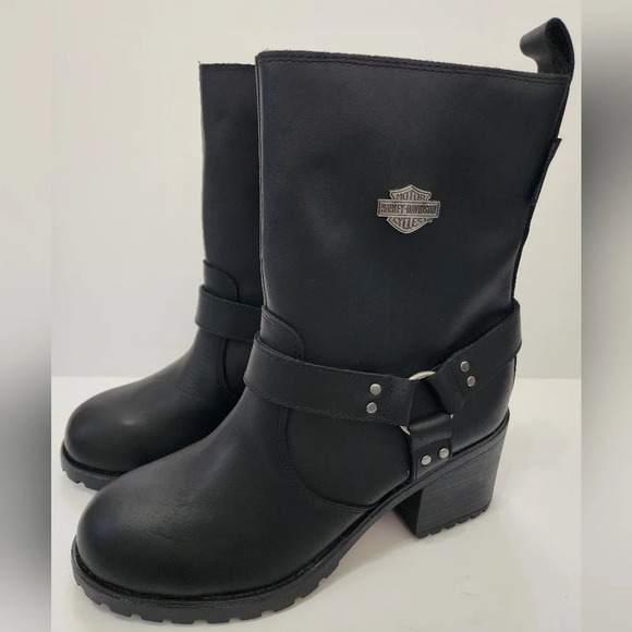 Harley-Davidson Womens Black Howell Harness Biker Boots Waterproof, sz 9.5 - Picture 4 of 14